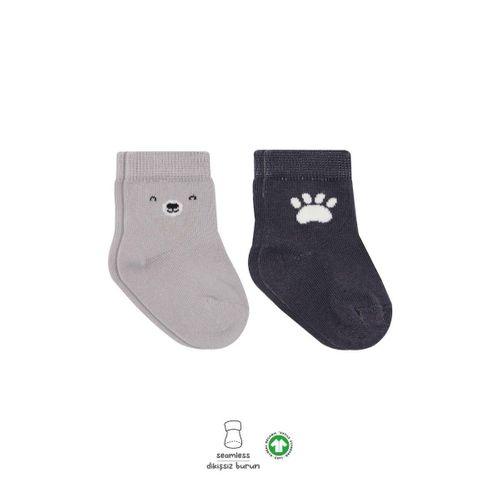 Bistyle Bistyle Bear Penye Soket Çorap 2'Li BS10116 Gri