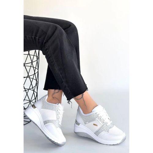 Geja Beyaz Cilt Bağcıklı Spor Ayakkabı