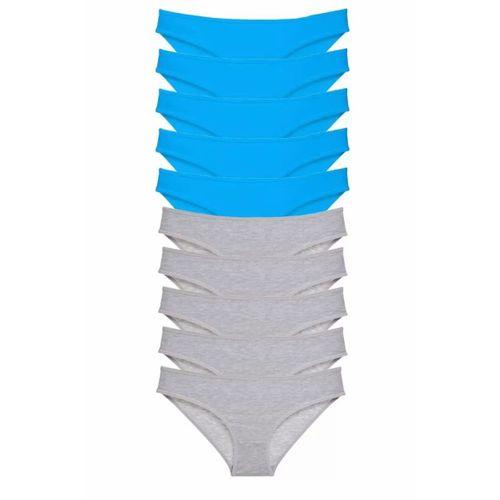 10 adet Süper Eko Set Likralı Kadın Slip Gri Mavi