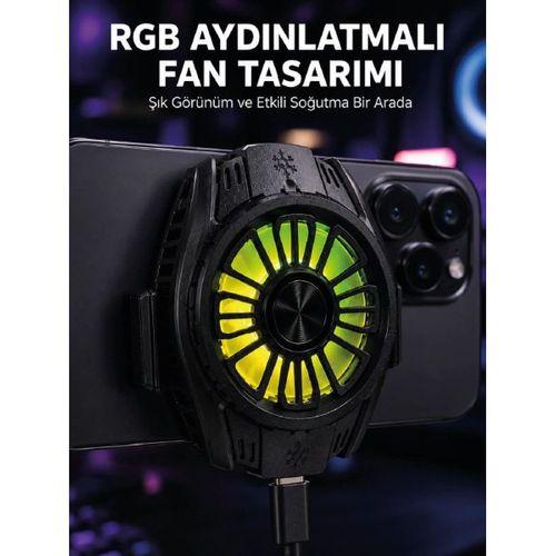 Rgb Fan Aydınlatmalı Sessiz Çalışan Telefon Soğutucu