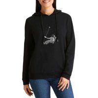 Space Astronaut Art Driving Baskılı Siyah Kadın Kapşonlu Sweashirt