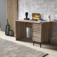 Della Premium 2 Çekmeceli Panjur Desenli Çalışma Masası -Minifiks - Pera / Siyah