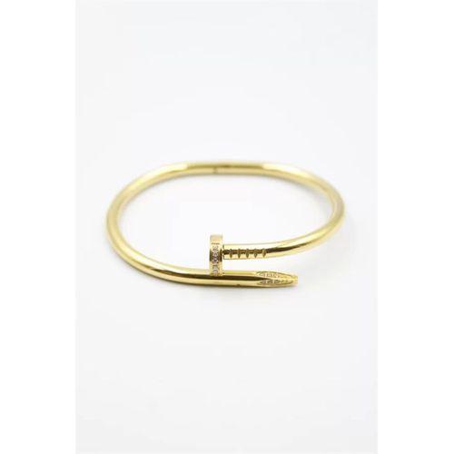 Taşlı Çivi Bilezik - Altın