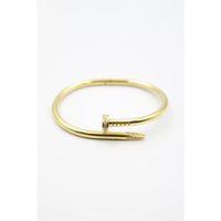 Taşlı Çivi Bilezik - Altın