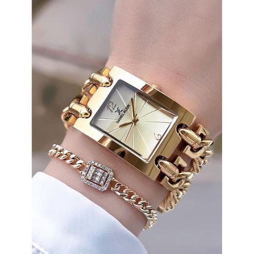 Daniel Klein Spor Zincir Kordon Köşeli Seri 2 Yıl Garantili Kadın Kol Saati+Bileklik BDK.10036.2