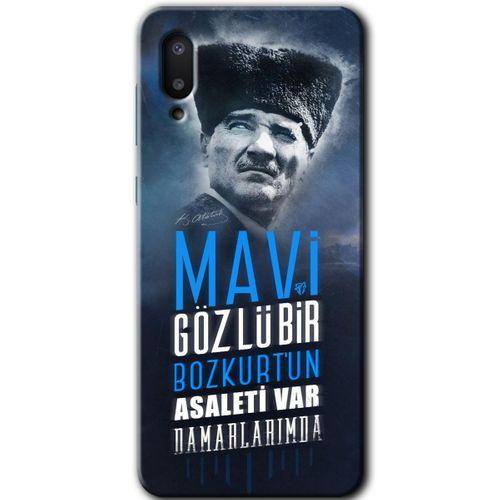 MRCİLETİSİM Samsung Galaxy A02 Kılıf Baskılı Kapak - Bozkurt Atatürk +Tam Ekran Koruyucu