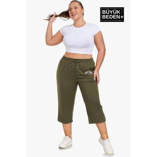 Kadın Büyük Beden New York Baskılı Standart &Regular Kalıp Şort SPR25BSRK087