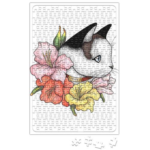 Cat Portrait in Gladiolus Flowers Pink Edition Kedi Puzzle