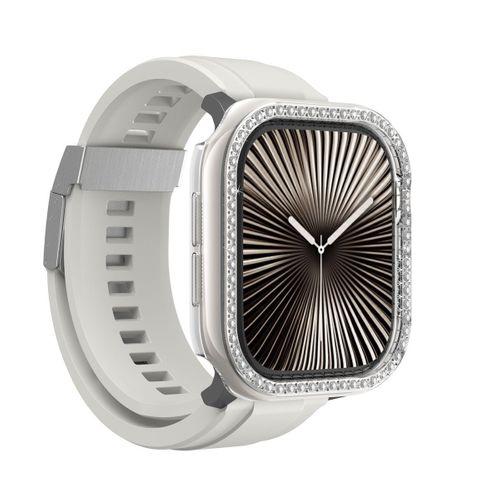 Apple Watch 10 42mm Amazingthing Gleam Fit FullGuard Taşlı Sert PC Kasa ve Ekran Koruyucu