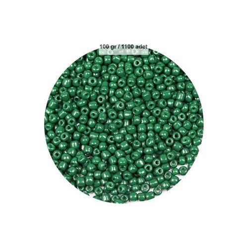 Koyu Yeşil Renk 4 mm Yaklaşık 1100 adet / 100 gram Cam Boncuk Oya Yazma Bileklik ve Kolye