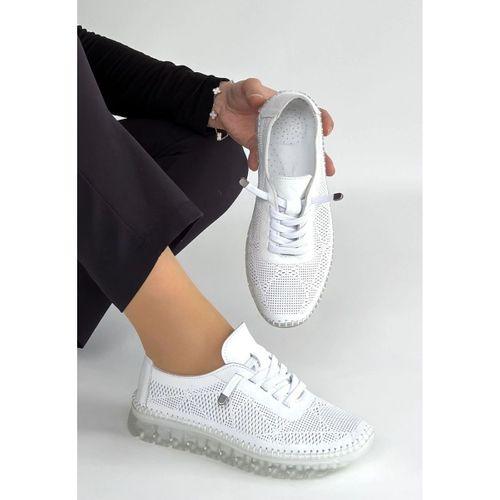 Merja Beyaz Deri Bağcıklı Spor Ayakkabı