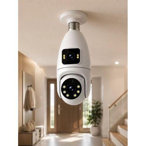 Çift Lens Wi-fi Ampul Kamera Ve Mobil Kontrol Yüksek Çözünürlüklü