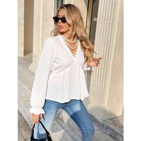 Kadın Uzun Kollu V Dantel Yaka Aerobin Bluz