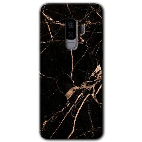 Samsung Galaxy S9 Plus HD Baskılı Kılıf + 9D Tam Ekran Koruyucu - Siyah Gold Mermer