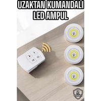 Led Lamba 3'lü Uzaktan Kumandalı Yapışkanlı Beyaz Işık