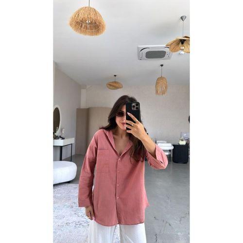 Kadın Tek Cepli Over Size Ketem Gömlek