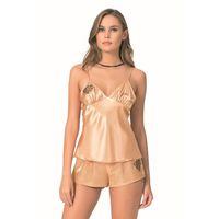 Gold Saten Babydoll Şort Takımı