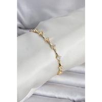 Pirinç Gold Renk Damla Model Zirkon Taşlı Kadın Bileklik