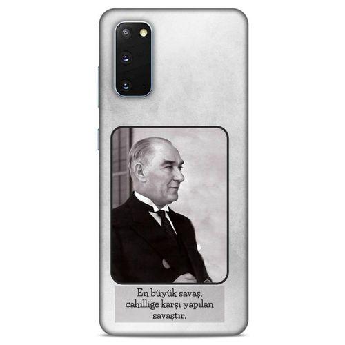 Samsung Galaxy S20 Kılıf Atatürk (1) Kılıfı Açık Gri