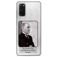 Samsung Galaxy S20 Kılıf Atatürk (1) Kılıfı Açık Gri