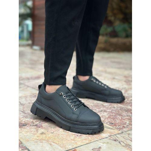 BA0245 Siyah Akıllı Lastik Bağcık Yüksek Siyah Taban Günlük Erkek Ayakkabı