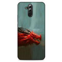 Huawei Mate 20 Lite Kılıf Dragons (17) Tasarım Kılıf Siyah Boynuzlu Ejderha