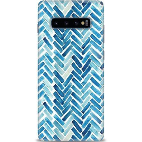 Samsung Galaxy S10 Plus Kılıf HD Baskılı Kılıf - Mavi Çizgiler + Tam Ekran Koruyucu