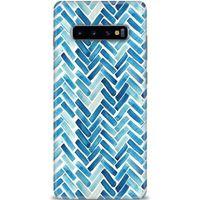 Samsung Galaxy S10 Plus Kılıf HD Baskılı Kılıf - Mavi Çizgiler + Tam Ekran Koruyucu