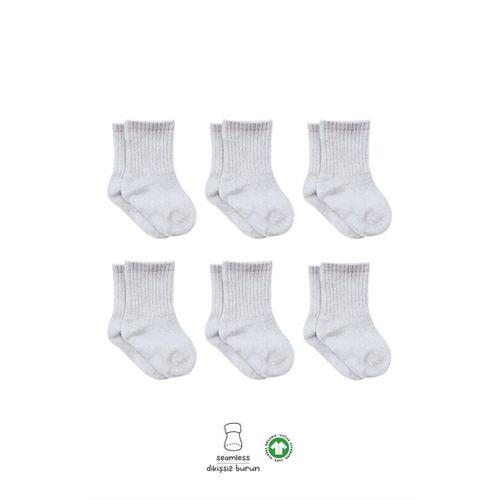 Bistyle 6lı Penye Düz Soket Çorap BS6008 Gri Melanj