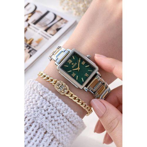 Wesse Elite Çelik Kordon Kararmaz Renk Atmaz Bayan Kol Saati 30Mt Suya Dayanıklı+Bileklik BLS1149.03