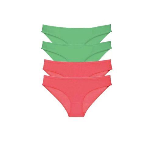 4 Adet Eko Set Likralı Kadın Slip Külot Yeşil Fuşya