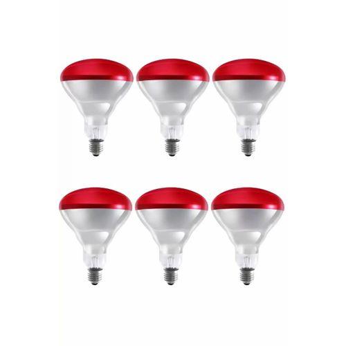 (6 Adet) 250w Kızılötesi Isıtıcılı Hayvan Isıtma Ve Kuluçka Lambası (kırmızı Işık) E27 (kalın Duy)