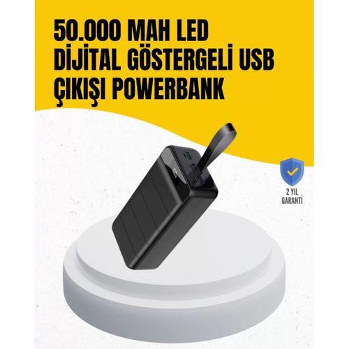 50.000 Mah Kapasiteli Powerbank – Hızlı Şarj Destekli, 4 Usb Portlu, Led Işıklı Taşınabilir Enerji Deposu