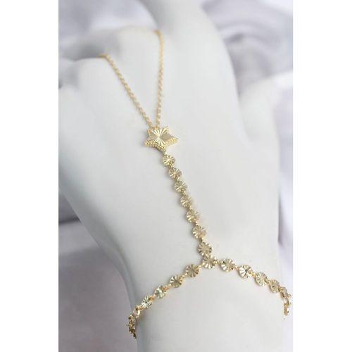 Gold Renk Pirinç Lazerli Yıldız Model Zirkon Taşlı Şahmeran