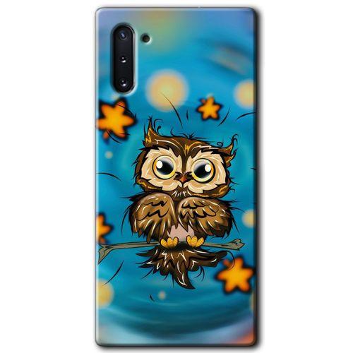 Potkal Hediye Fabrikası Samsung Galaxy Note 10 HD Baskılı Kılıf + 9D Tam Ekran Koruyucu - Owl Bird Stars