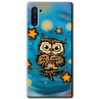 Potkal Hediye Fabrikası Samsung Galaxy Note 10 HD Baskılı Kılıf + 9D Tam Ekran Koruyucu - Owl Bird Stars