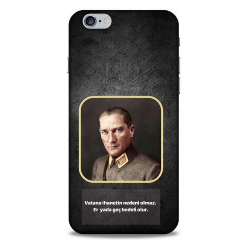 Apple Iphone 6 Plus Kılıf Atatürk (3) Kapak Antrasit