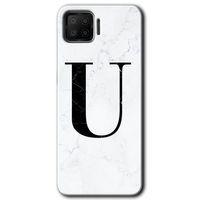 Oppo A73 Kılıf HD Desen Baskılı Arka Kapak - Beyaz Mermer Desenli U Harfi