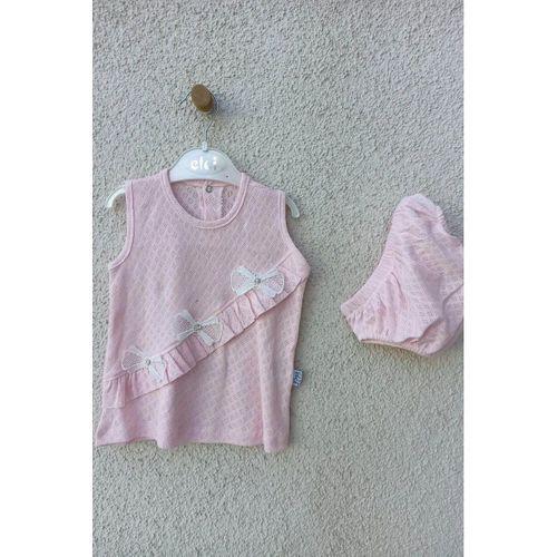 Bebek Brode Fiyonklu Külotlu Yazlık Takım