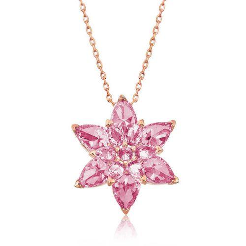 Lucky Life 925 Ayar Gumuss  Rose Pembe Lotus Çiçeği Kolye