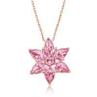 Lucky Life 925 Ayar Gumuss  Rose Pembe Lotus Çiçeği Kolye