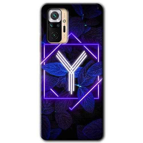 Xiaomi Redmi Note 10 Pro HD Baskılı Kılıf + 9D Tam Ekran Koruyucu - Dark Neon Yaprak Y Harfi