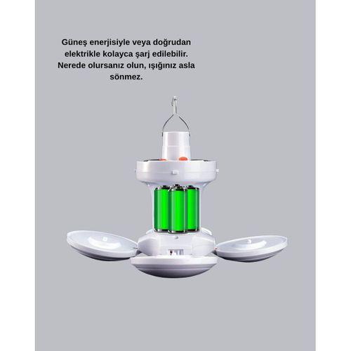 Solar Güneş Enerjili Ve Usb Şarjlı 5 Kanatlı Led Kamp Lambası