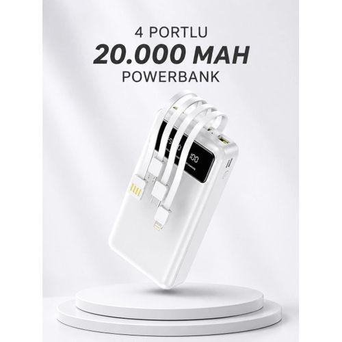 Powerbank Şarj Cihazı 4 Çıkışlı 20.000 Mah Powerbank Kompakt Yüksek Kapasiteli Hızlı Şarj