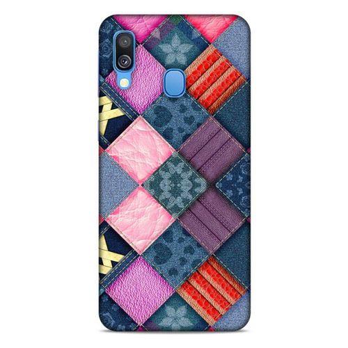 Samsung Galaxy A40 Kılıf Patchwork (39) Liquid Crystal Kılıf Şeker Pembe Bordo