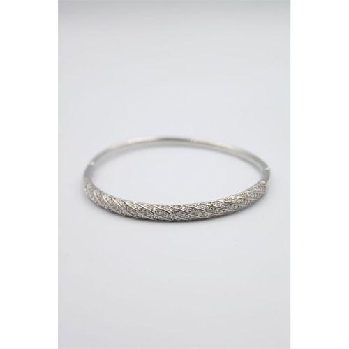 Taşlı Vip Bilezik - Gümüş