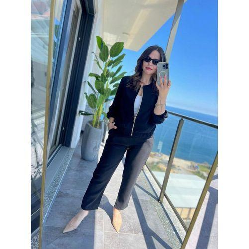 Kadın Uzun Kollu önden Fermuarlı Modal Ceket Ve Pantolon Ikili Takım