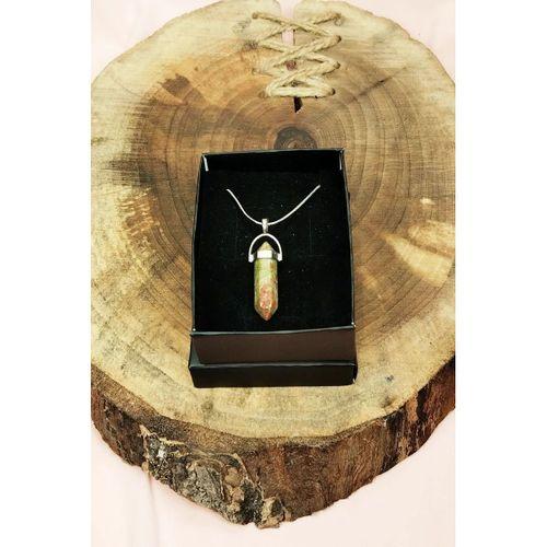 Unakit Doğal Taşı Zincirli El Yapımı Kolye Uç: 3 cm Zincir: 20 cm Kutulu