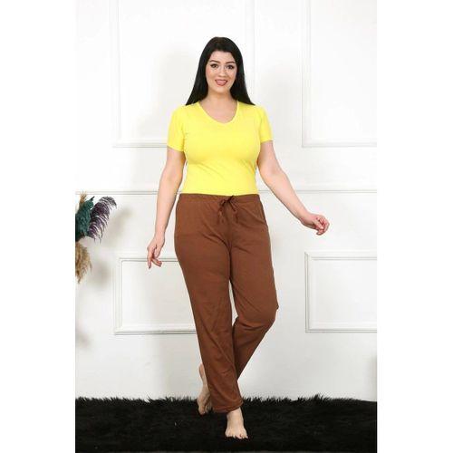 Kadın Pamuklu Büyük Beden Alt Pijama Kahve