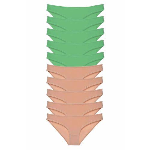 10 adet Süper Eko Set Likralı Kadın Slip Külot Yeşil Ten